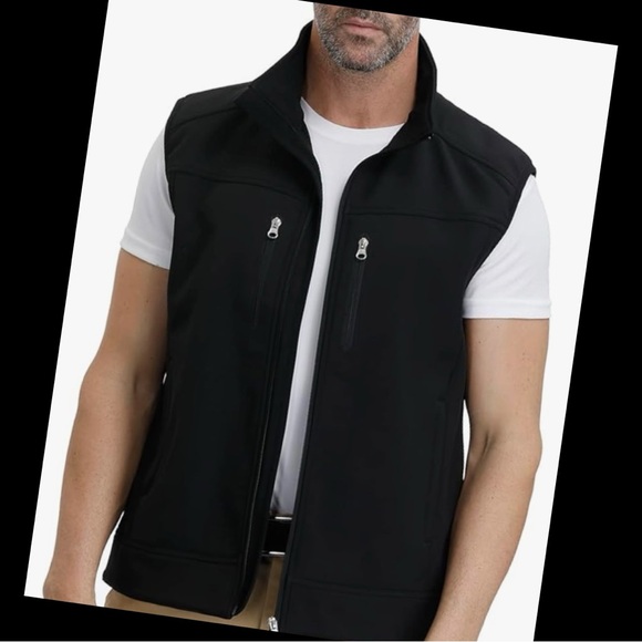 Men's Fleece Vest Outdoor Full Zip Softshell Sleeveless Jacket with Pockets - Picture 1 of 4